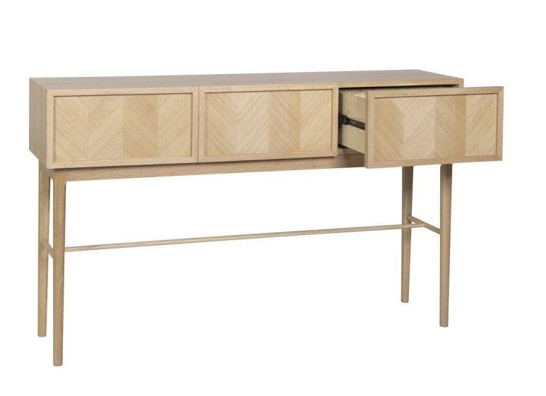 Huebsch Herringbone Console Table Drawers Natural--1