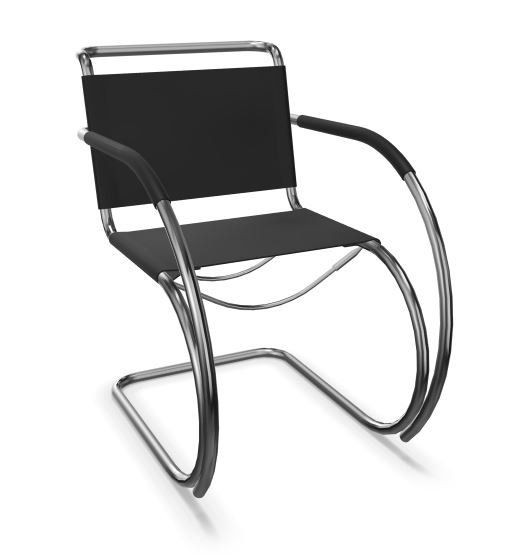 Thonet S 533 LF | Freischwinger mit Armlehnen- Standard, Kernleder schwarz--0