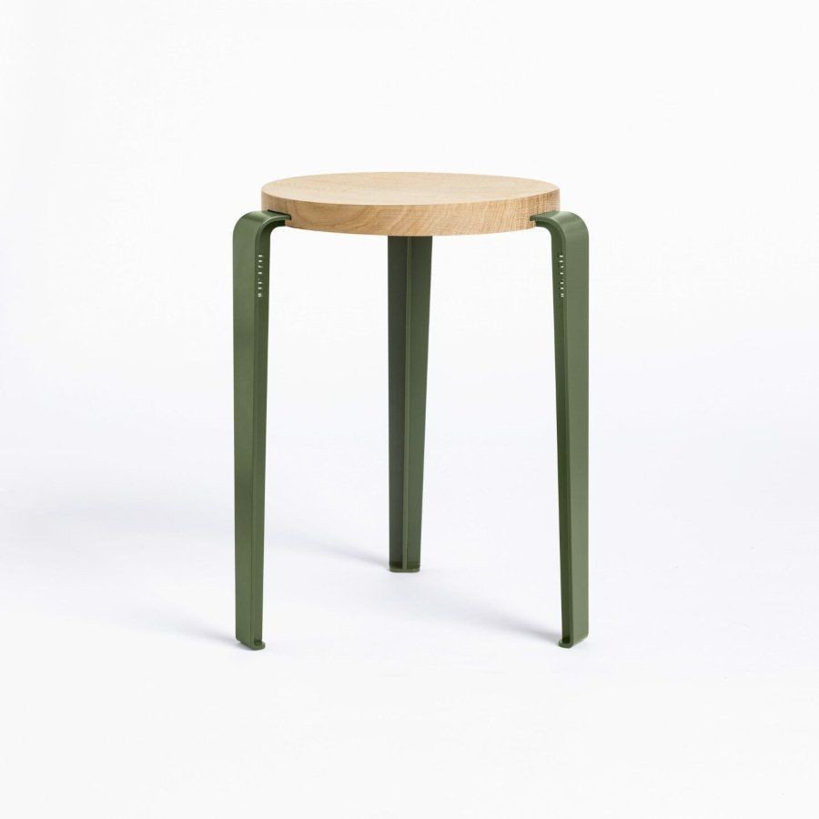 Tiptoe LOU stool – solid wood - Solid Oak - Rosemary Green--10