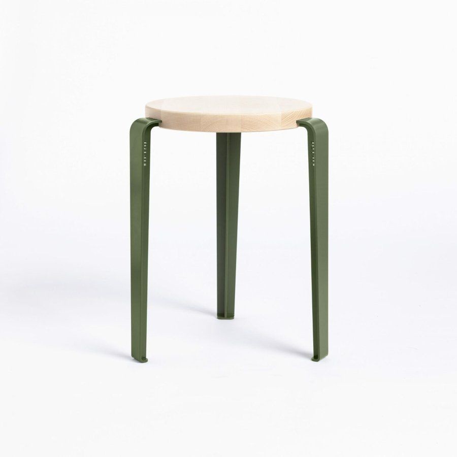 Tiptoe LOU stool – solid wood - Solid Beech - Rosemary Green--2
