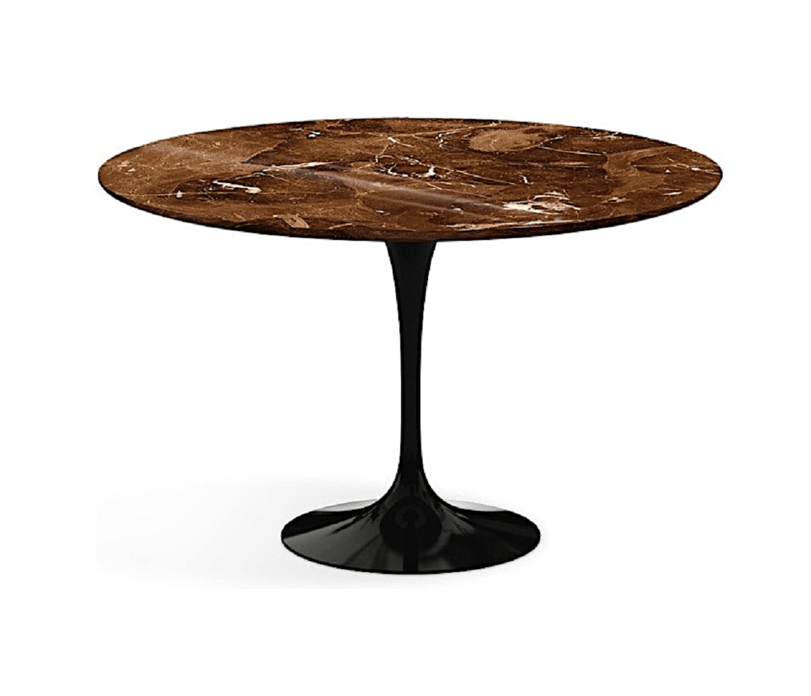  Knoll International Saarinen Dining Table, Ø 120 cm - Marmor Brown Emperador beschichtet - Schwarz--14