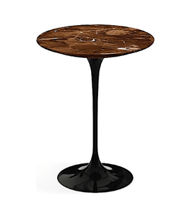 Knoll International Saarinen Side Table, Ø 41 cm - Marmor Brown Emperador Satinbeschichtet - Schwarz--6