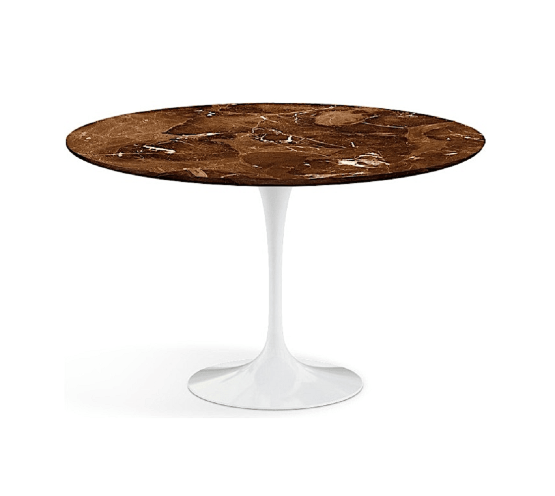  Knoll International Saarinen Dining Table, Ø 120 cm - Marmor Brown Emperador Satinbeschichtet - Weiss--17