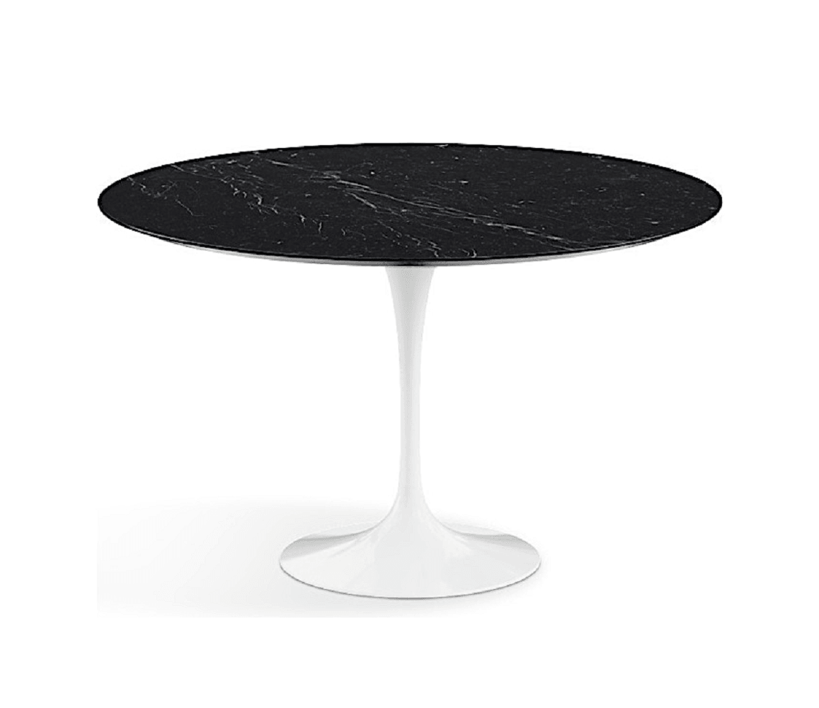 Knoll International Saarinen Dining Table, Ø 120 cm -  Marmor Nero Marquina beschichtet - Weiss--19