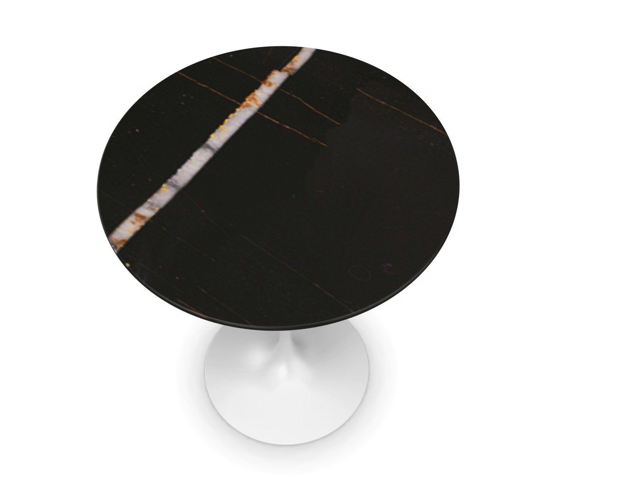 Knoll International Saarinen Side Table, Ø 41 cm - weiß - Marmor Sahara Noir--17