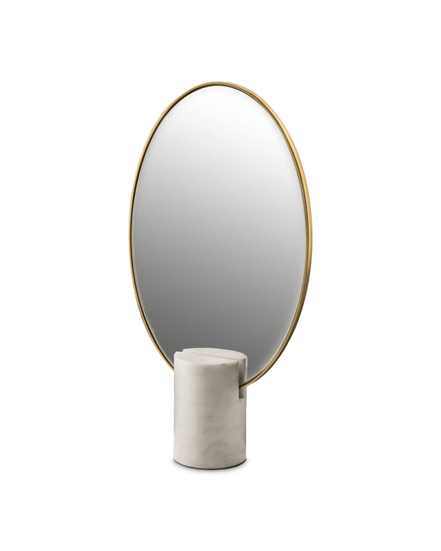 Pols Potten Mirror Oval Marble - White--0