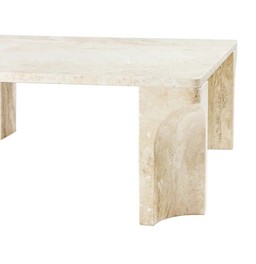 GUBI Doric Coffee Table - Couchtisch - 80x80x30cm - Neutral White Travertine--11