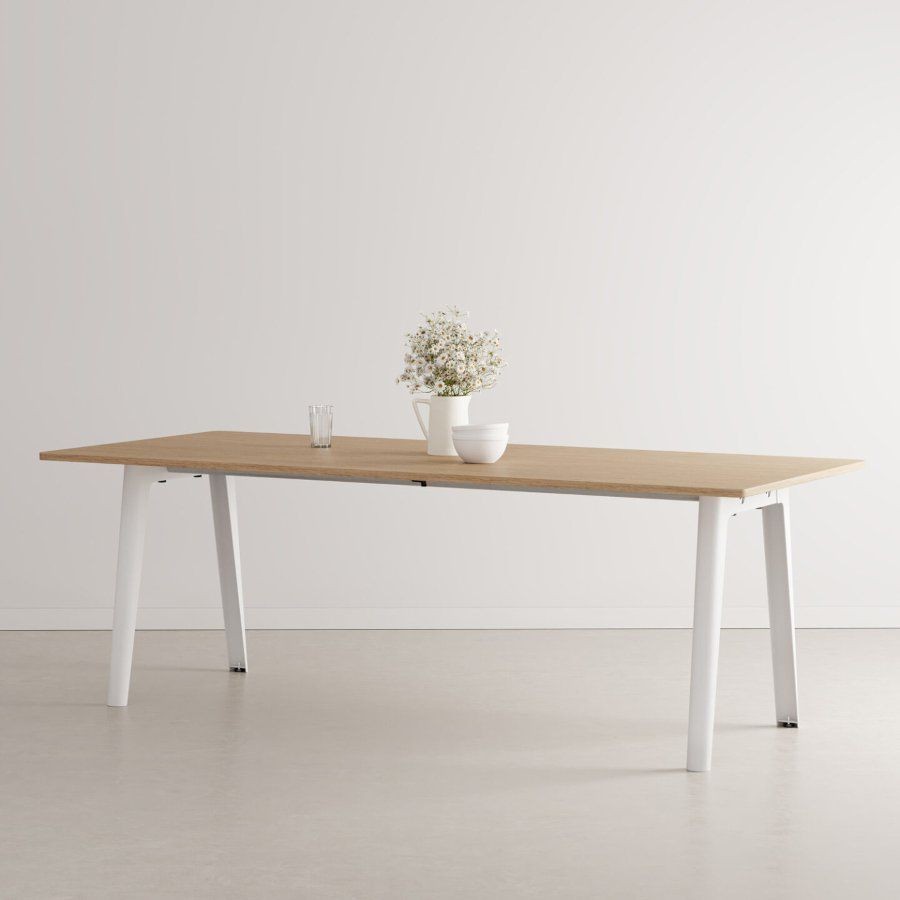 Tiptoe MODERN dining table – eco–certified wood - 10 SEATS - 220 X 95 CM - Cloudy White--11