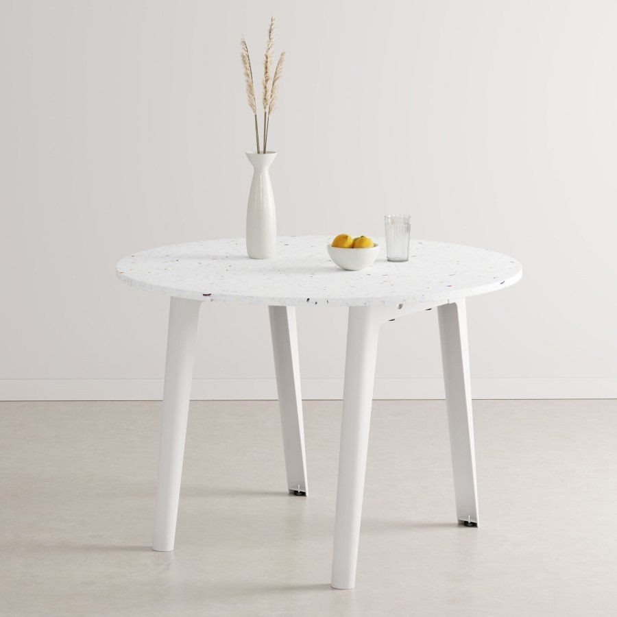 Tiptoe NEW MODERN round table – recycled plastic - Cloudy White--1