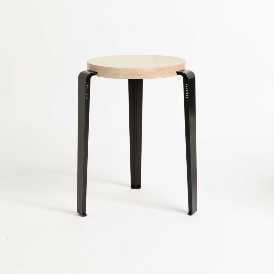 Tiptoe LOU stool – solid wood - Solid Beech - Graphite Black--0