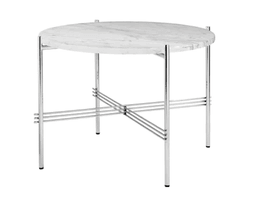 Gubi Ts Coffee Table Round Black Base: Polished Steel - Ø55 cm - White Carrara Marble--21