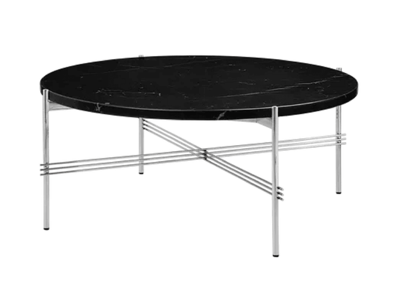 Gubi Ts Coffee Table Round Black Base: Polished Steel - Ø80 cm - Black Marquina Marble--22