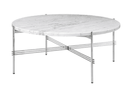 Gubi Ts Coffee Table Round Black Base: Polished Steel - Ø80 cm - White Carrara Marble--24