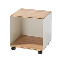 Richard Lampert Stak Container 1 - weiß/gekantetes Stahlblech/Platten Eiche furniert/H:45cm--1