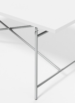 Lampert Eiermann Tischgestell 2 - 135 x 78 cm - Silber - Melmain weiß full--109
