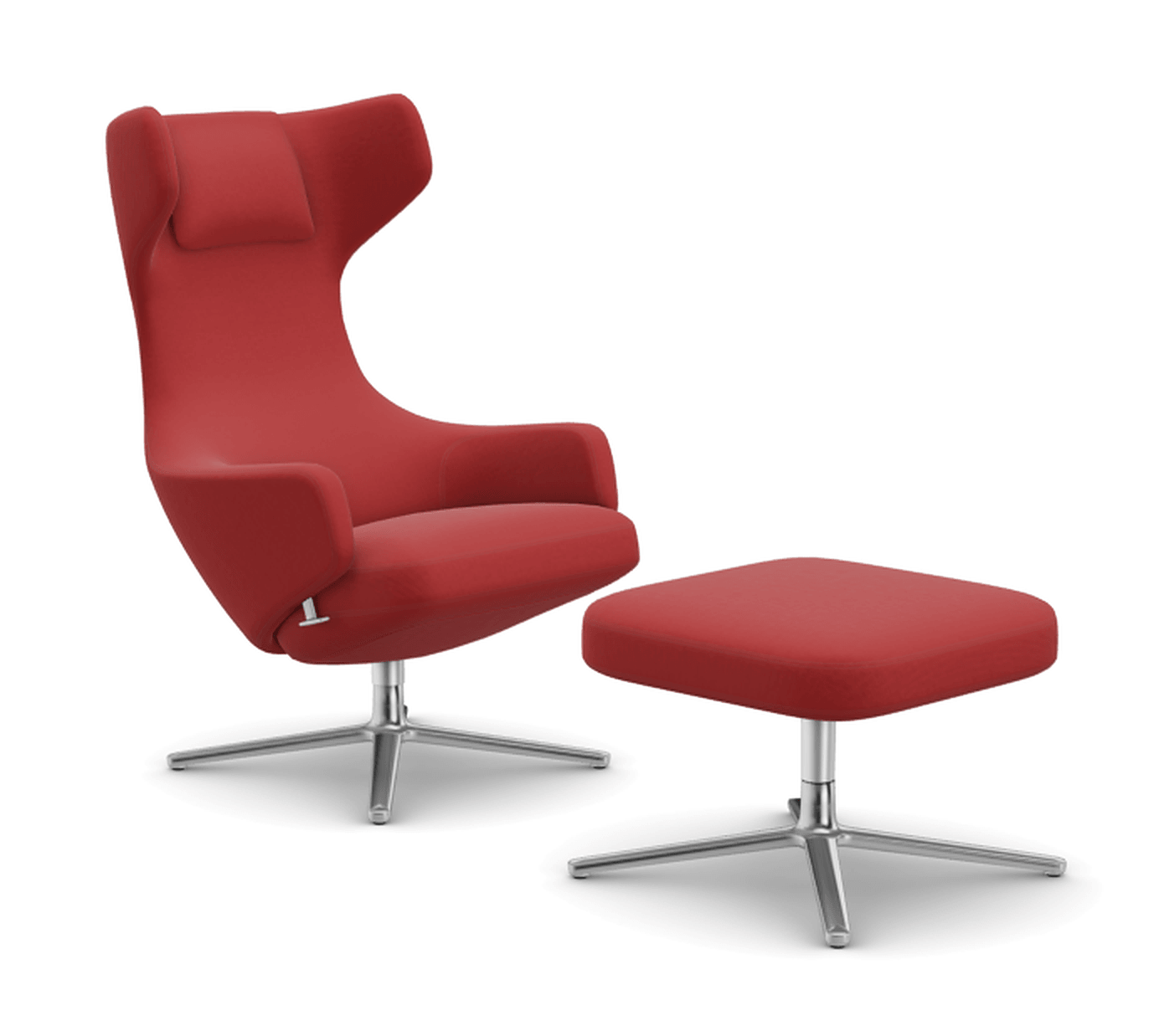 VITRA REPOS UND OTTOMAN -  Volo 12 rot - 03 Aluminium poliert--36