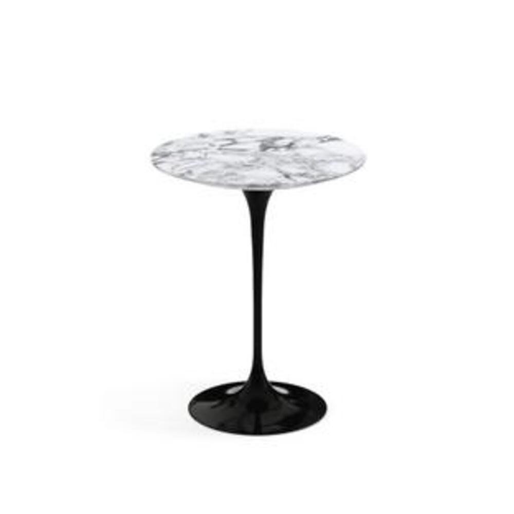 Knoll International Saarinen Side Table, Ø 41 cm - schwarz - Marmor Arabescato--16