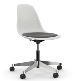 Vitra PSCC Eames Plastic Side Chair RE - 04 weiss - 03 Aluminium poliert - Sitzpolster "Hopsak" 05 dunkelgrau--2