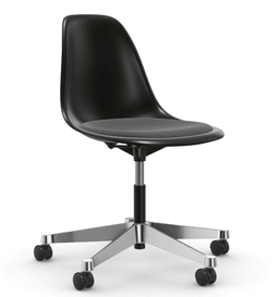Vitra PSCC Eames Plastic Side Chair RE - 12 tiefschwarz RE - 03 Aluminium poliert - Sitzpolster "Hopsak" 24 dunkelgrau/nero--29
