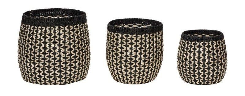 Hubsch Sprout Baskets Black/Natural (set of 3)--0