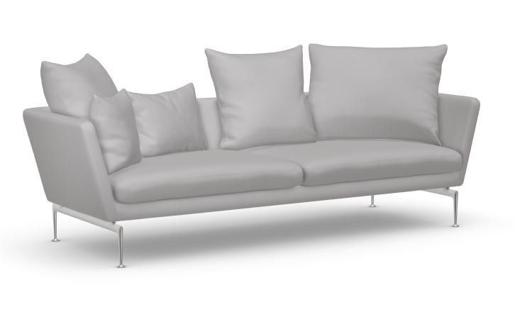 VITRA SUITA 3, SEATER, SPITZKISSEN - ALUMINIUM POLIERT - 13 STONE GREY--1