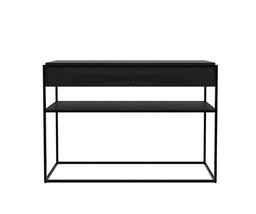 Ethnicraft Oak Monolit Console - Black Brushed Oak + Black Metal Frame--5