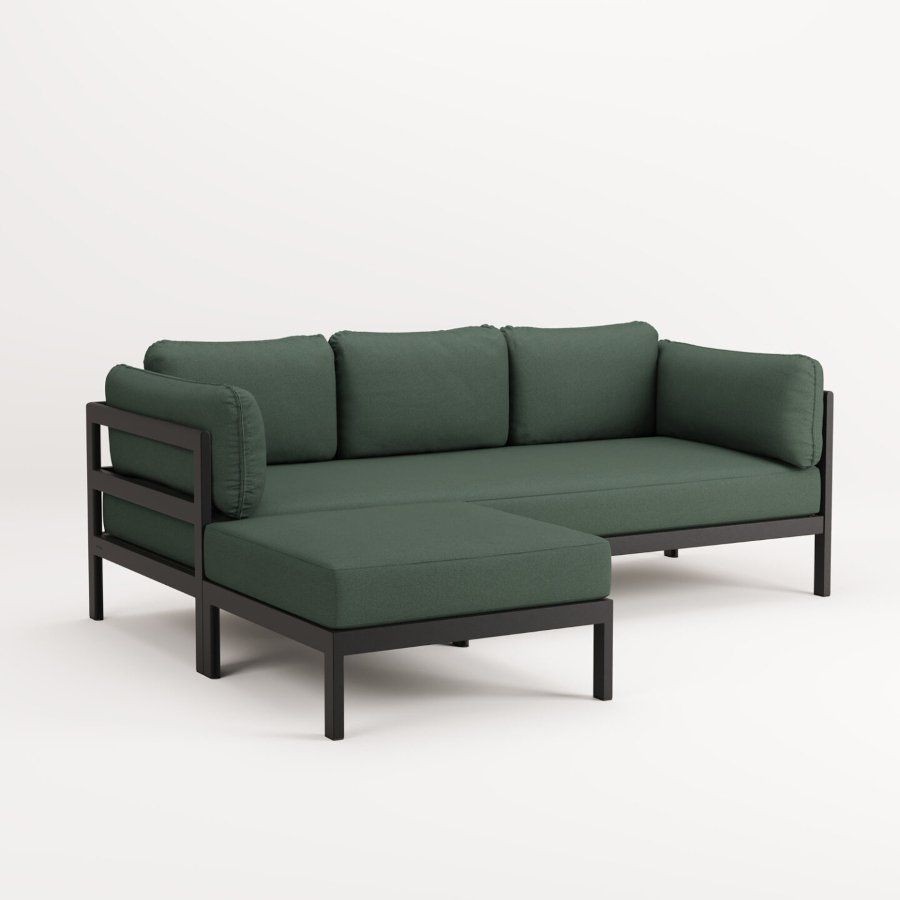 EASY CORNER SOFA – 3 TO 4 SEATS - GRAPHITE BLACK - FOREST GREEN --11