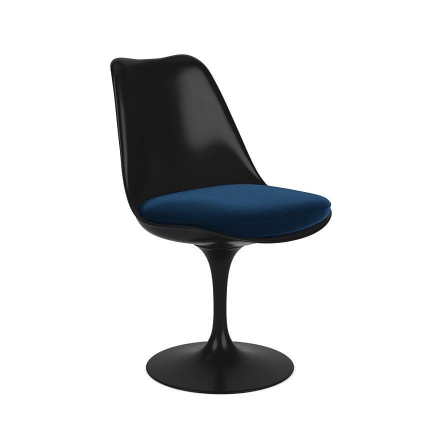 Knoll International Tulip Chair Stuhl - Samtbezug Knoll Velvet Aviator - Schale schwarz--17