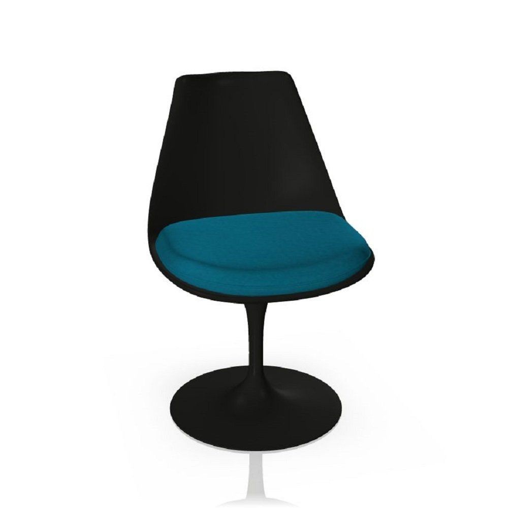 Knoll International Tulip Chair Stuhl - Schwarz - Tonus 854T Turquoise--24