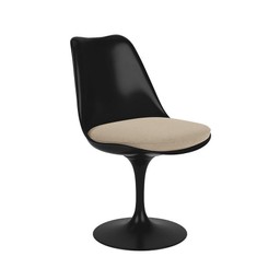 Knoll International Tulip Chair Stuhl - Stoffbezug Ultrasuede Pebble - Schale schwarz--11