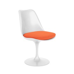 Knoll International Tulip Chair Stuhl - Stoffbezug Ultrasuede Poppy - Schale weiss--9