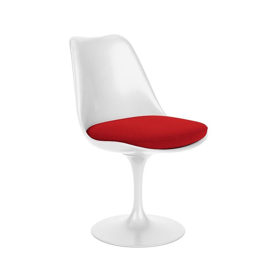 Knoll International Tulip Chair Stuhl - Stoffbezug Ultrasuede Vermillon - Schale weiss--10