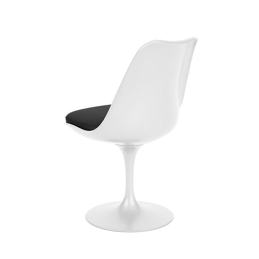 Knoll International Tulip Chair Stuhl - Lederbezug Volo Black - Schale weiss--1