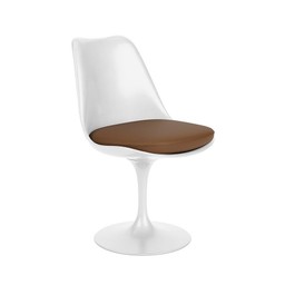 Knoll International Tulip Chair Stuhl - Lederbezug Volo Toast - Schale weiss--2