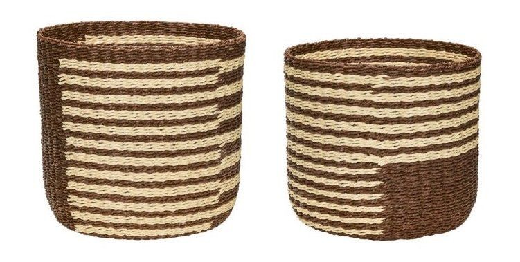 Huebsch Twine Baskets Natural/Brown (set of 2)--1