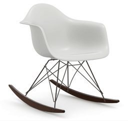 VITRA Eames Plastic RAR Schaukelsessel RE - 95 Ahorn dunkel - 04 weiss - 30 basic dark pulverbeschichtet (glatt)--1