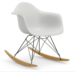 Vitra DAR Eames Plastic Armchair RE - 02 Ahorn gelblich/hell - 04 weiss - 30 basic dark pulverbeschichtet (glatt)--0