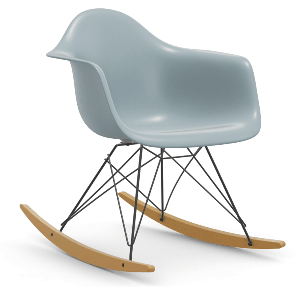 Vitra DAR Eames Plastic Armchair RE - 02 Ahorn gelblich/hell - 23 eisgrau RE - 30 basic dark pulverbeschichtet (glatt)--23