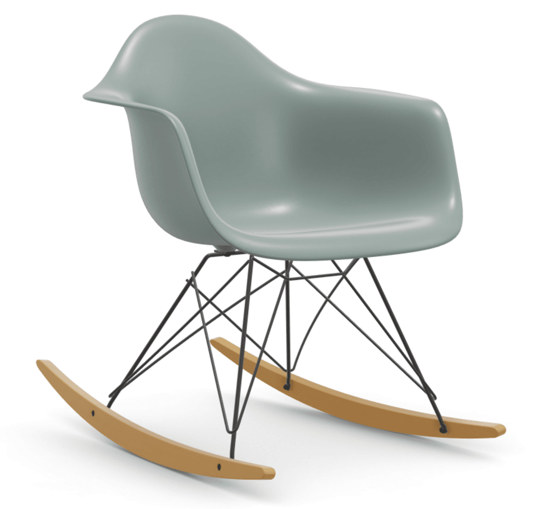 Vitra DAR Eames Plastic Armchair RE - 02 Ahorn gelblich/hell - 24 hellgrau RE - 30 basic dark pulverbeschichtet (glatt)--24