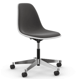 Vitra PSCC Eames Plastic Side Chair RE - 04 weiss - 03 Aluminium poliert - Vollpolster "Hopsak" 05 dunkelgrau--5