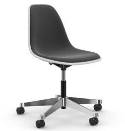 Vitra PSCC Eames Plastic Side Chair RE - 04 weiss - 03 Aluminium poliert - Vollpolster "Hopsak" 24 dunkelgrau/nero--6