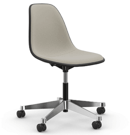 Vitra PSCC Eames Plastic Side Chair RE - 12 tiefschwarz RE - 03 Aluminium poliert - Vollpolster "Hopsak" 79 warmgrey/elfenbein--30