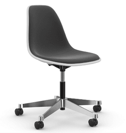 Vitra PSCC Eames Plastic Side Chair RE - 85 cotton white RE - 03 Aluminium poliert- Vollpolster "Hopsak" 24 dunkelgrau/nero--13