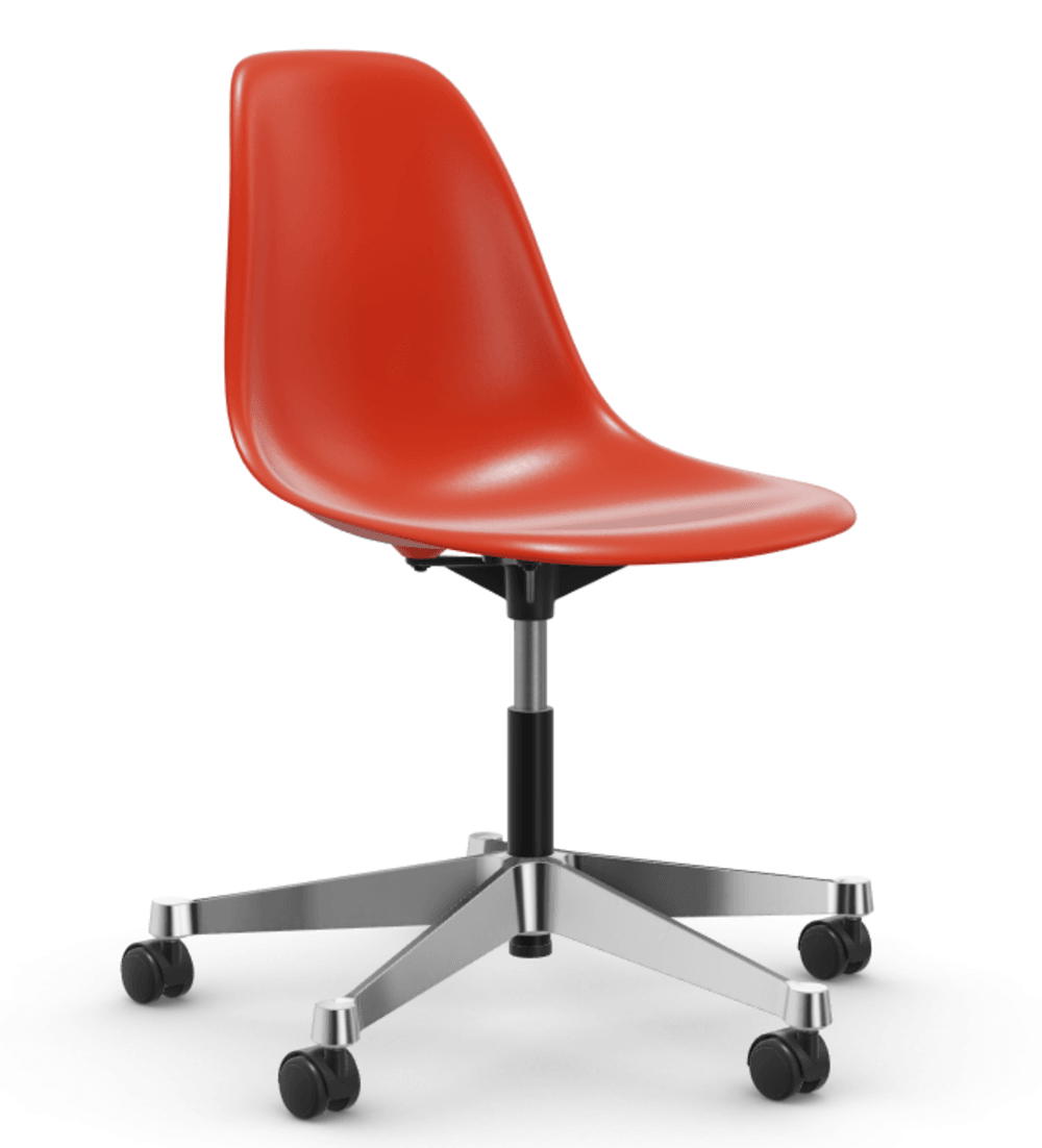Vitra PSCC Eames Plastic Side Chair RE - 03 poppy red RE - 03 Aluminium poliert--18