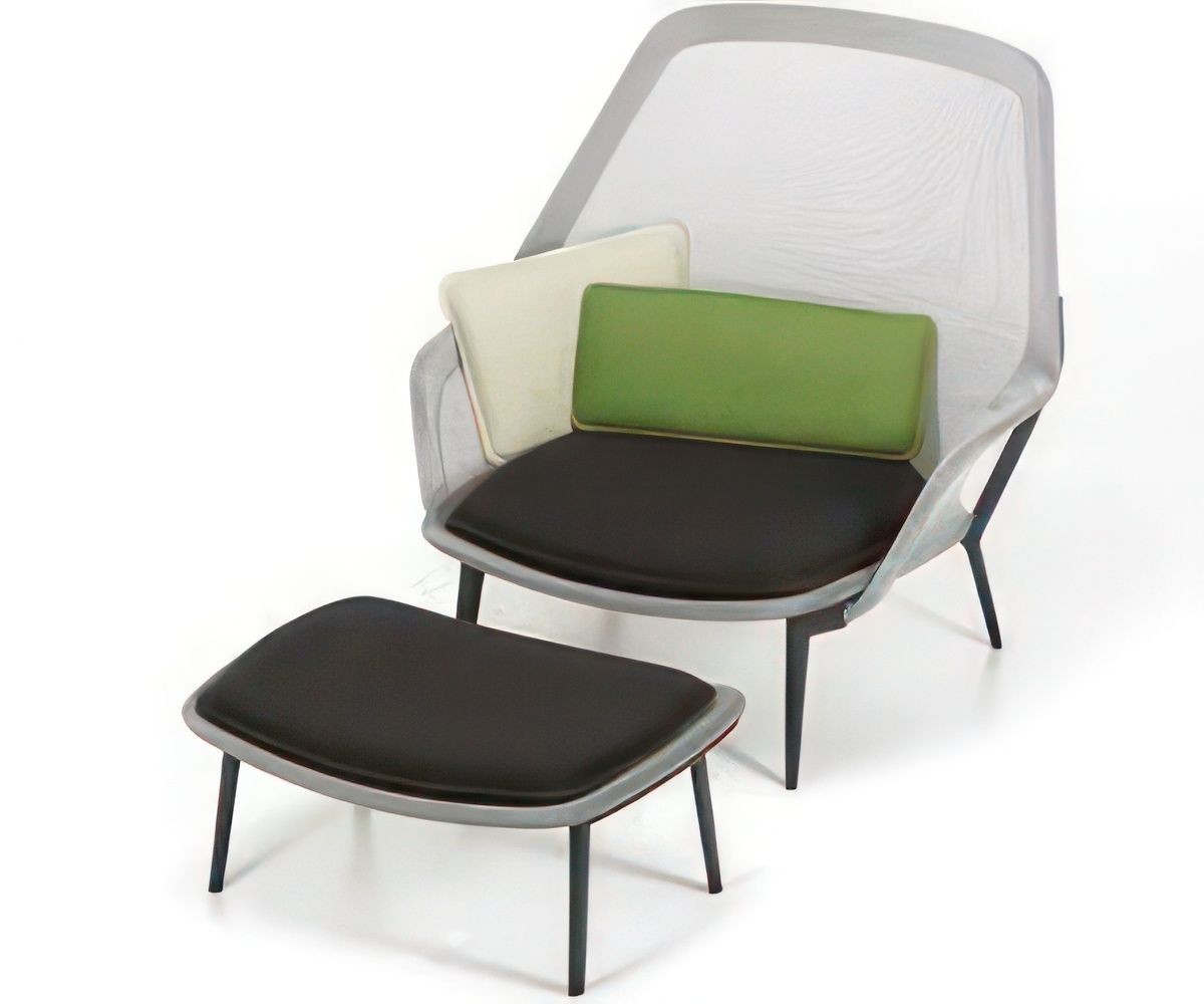 Vitra Slow Chair & Ottoman, Farbe braun/crème, 21022300--0