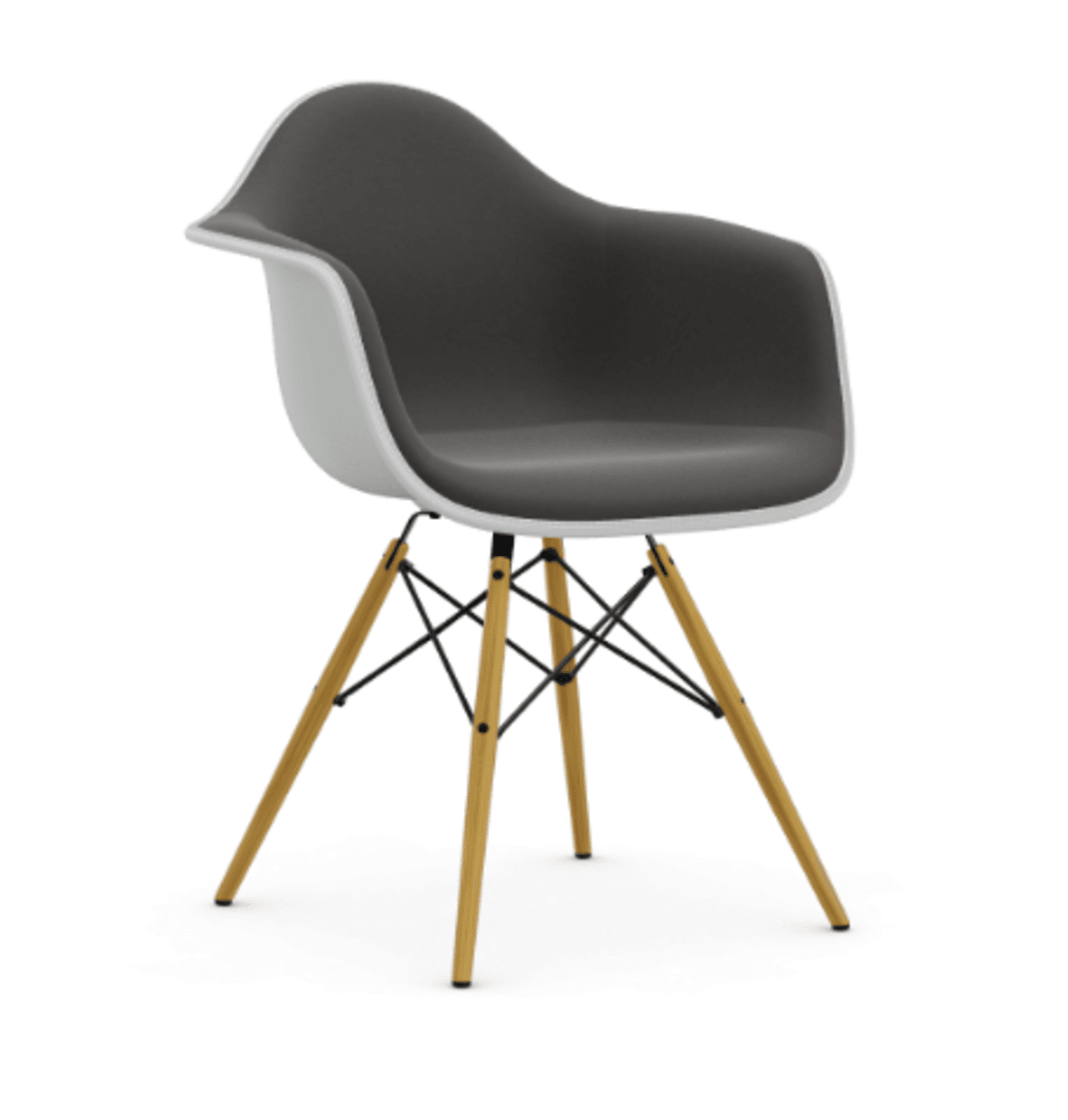 Vitra DAW Eames Plastic Armchair RE - 85 cotton white RE - Vollpolster "Hopsak" 05 dunkelgrau--14