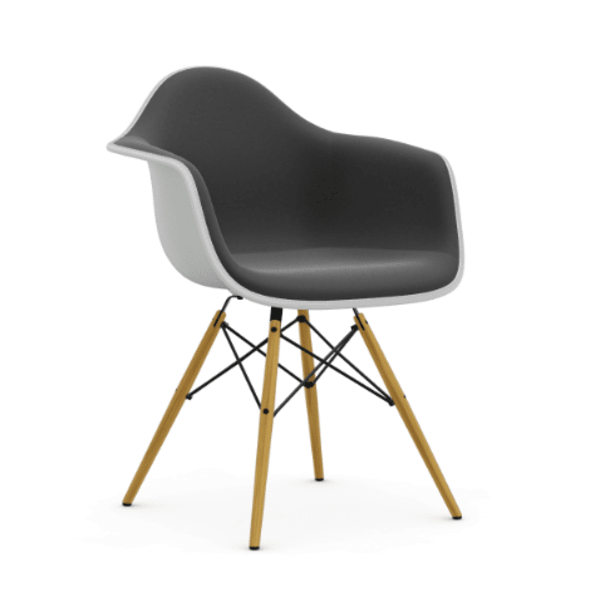 Vitra DAW Eames Plastic Armchair RE - 85 cotton white RE - Vollpolster "Hopsak" 24 dunkelgrau/nero--15