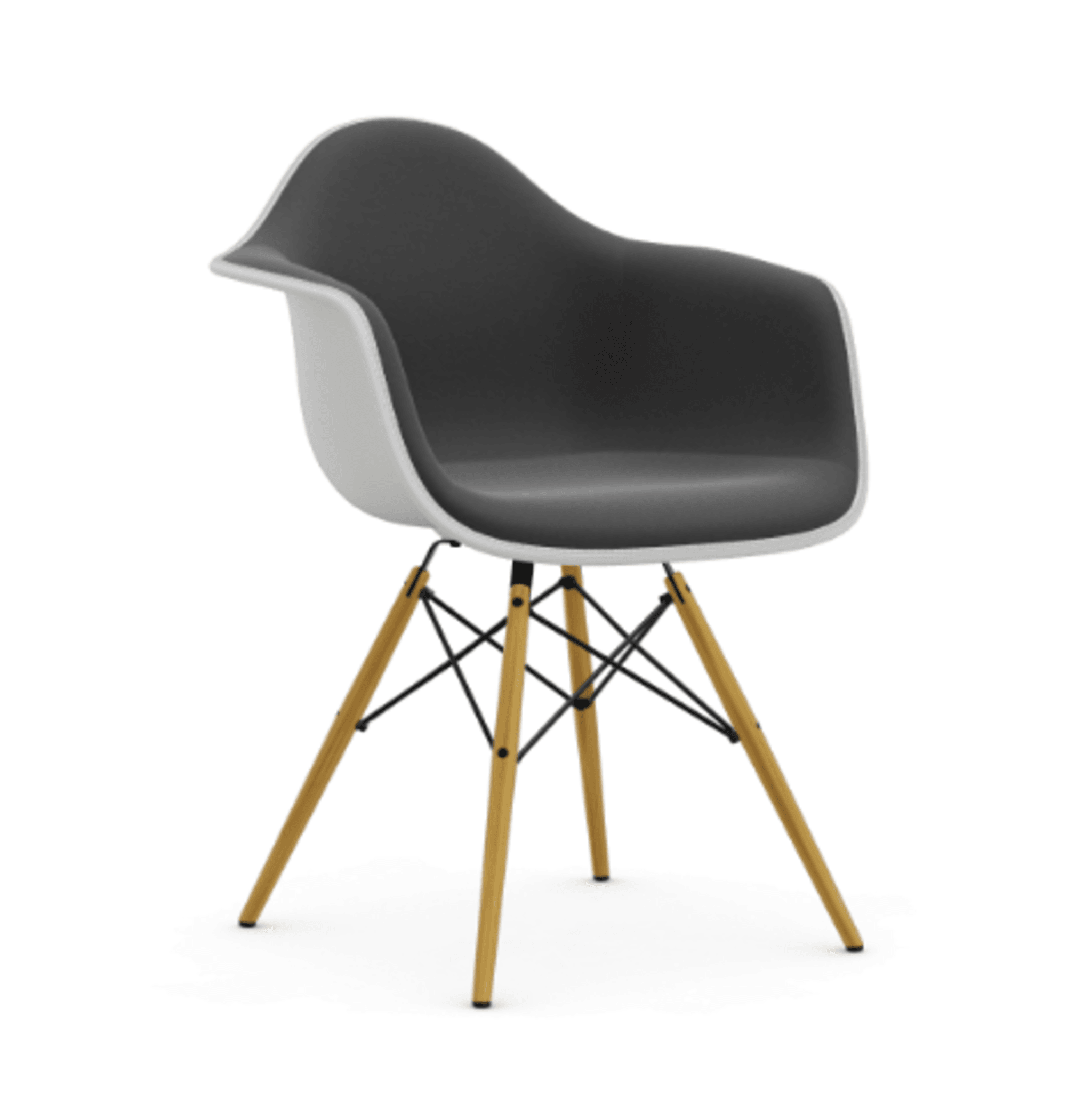 Vitra DAW Eames Plastic Armchair RE - 04 weiss - Vollpolster "Hopsak" 24 dunkelgrau/nero--8