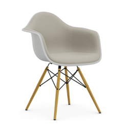 Vitra DAW Eames Plastic Armchair RE - 85 cotton white RE - Vollpolster "Hopsak" 79 warmgrey/elfenbein--13