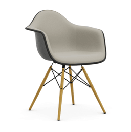 Vitra DAW Eames Plastic Armchair RE - 12 tiefschwarz RE - Vollpolster "Hopsak" 79 warmgrey/elfenbein--32